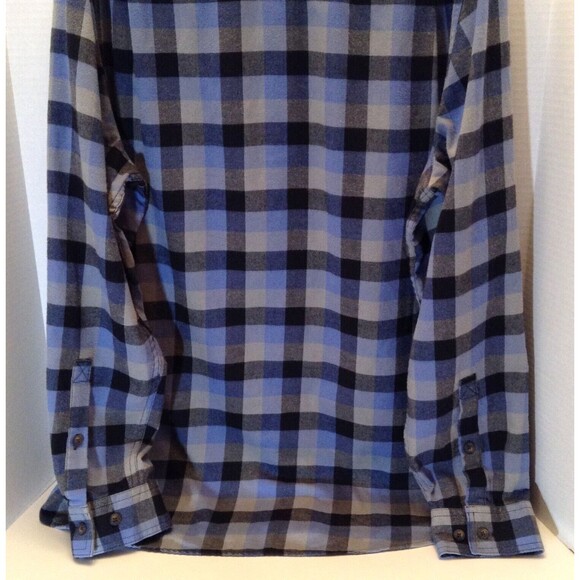 Duluth Trading Shirt Men LT Tall Blue Plaid Flannel 40 Grit Work Gorpcore Grunge - Picture 8 of 10